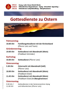 Gottesdienste Ostern 2025